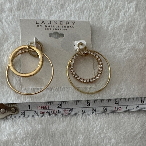 Laundry by Shelli Segal Gold Crystal Hoop Earrings - Picture 3 of 3